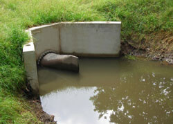 Duckbill Valve on headwall, South Yorkshire