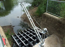 Davit arm Lifting HDPE Flap Valve in the Ouse York